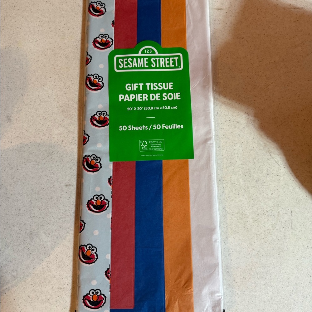 Sesame Street Gift Wrap Tissue - Red, Blue, Orange